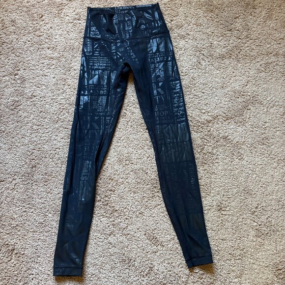 Lululemon Black Graphic Print Leggings - Picture 1 of 3